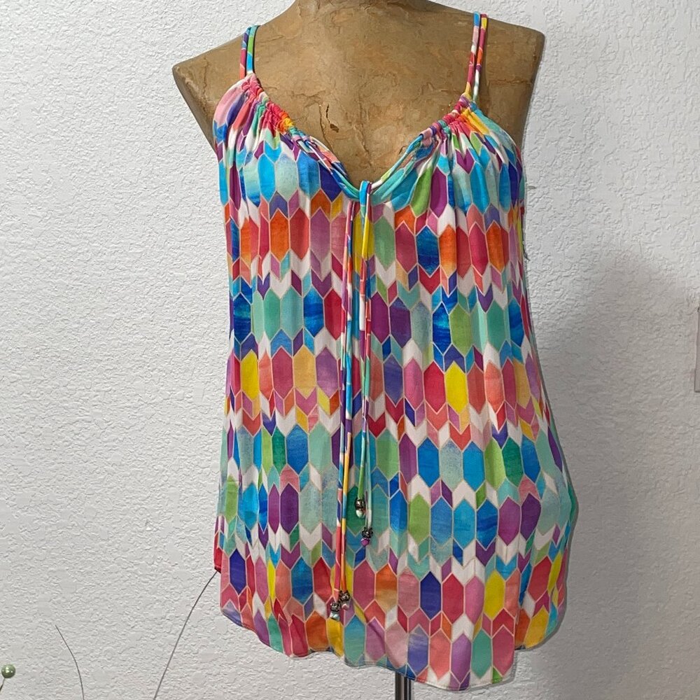 NWT $198 ALICE & TRIXIE Spaghetti Strap Multi Color Top XS 2 4